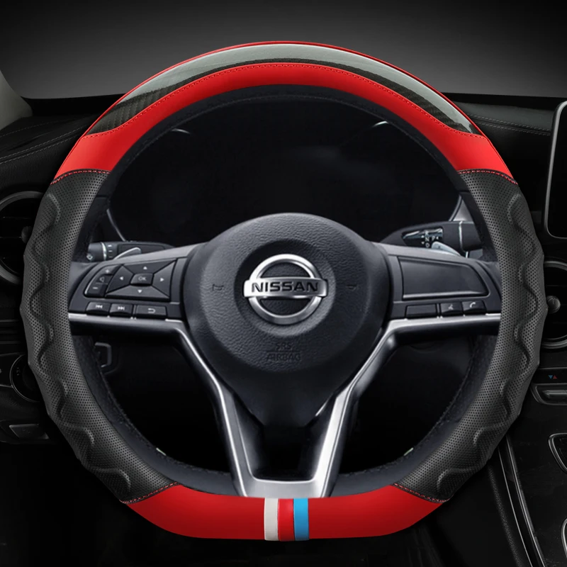 Car Steering Wheel Cover D Type PU Leather For Nissan X-Trail Qashqai Rogue Sport Rogue 2017 2018 2019 2020 2021 Altima Versa Car Steering Wheel Cover D Type PU Leather For Nissan X-Trail Qashqai Rogue Sport Rogue 2017 2018 2019 2020 2021 Altima Versa