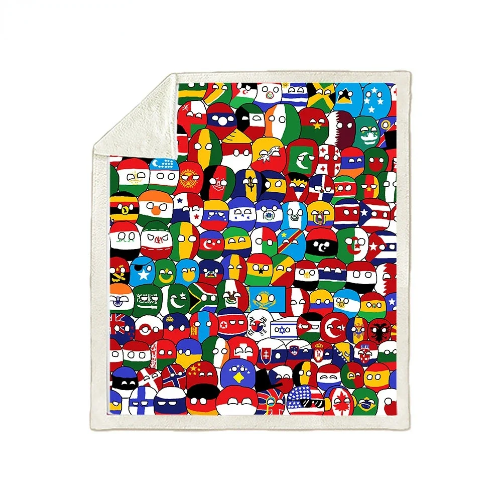 Liaseo 3D одеяла с рисунком коралловый бархатный пейзажный мяч Polandballs аниме домашнее