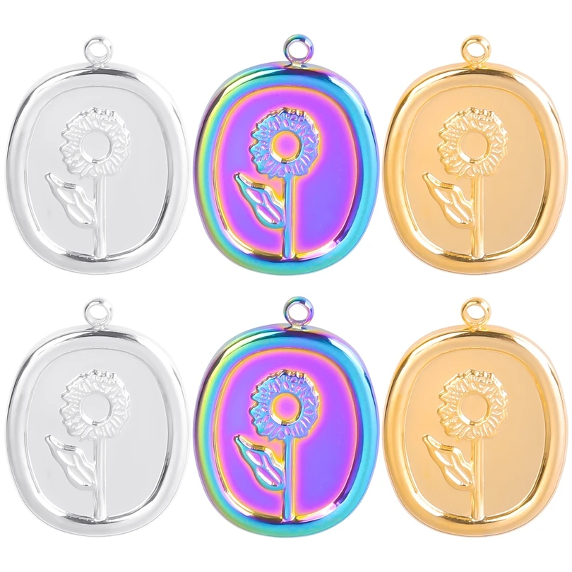 

5PCS Daisy Pendants Stainless Steel Charms Vintage Flowers Diy Handmade Jewelry Making Necklace Accessories Material Supplies