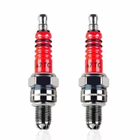 12pcs red 3 electrode spark plug a7tc for 50cc to 150cc scooter bike motorcycle 10mm iridium spark plug car accessories