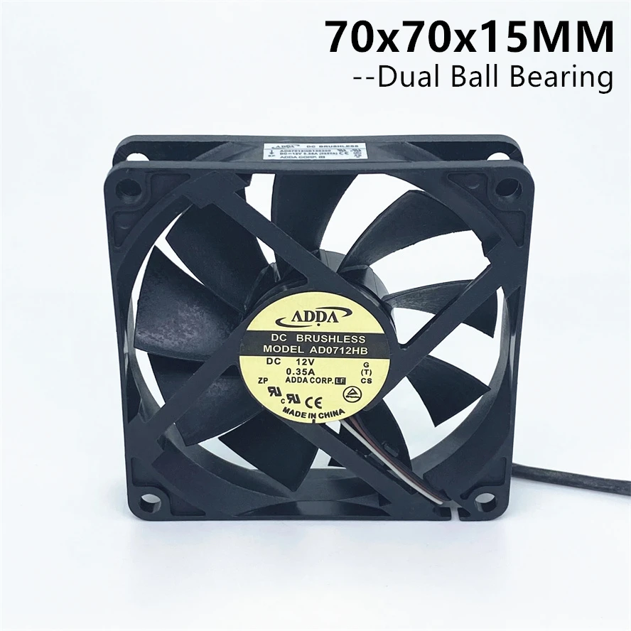 

AD0712HB New ADDA Dual Ball Bearing 7015 70MM 70x70x15mm Case Cooling Fan 12V 0.35A with 3pin