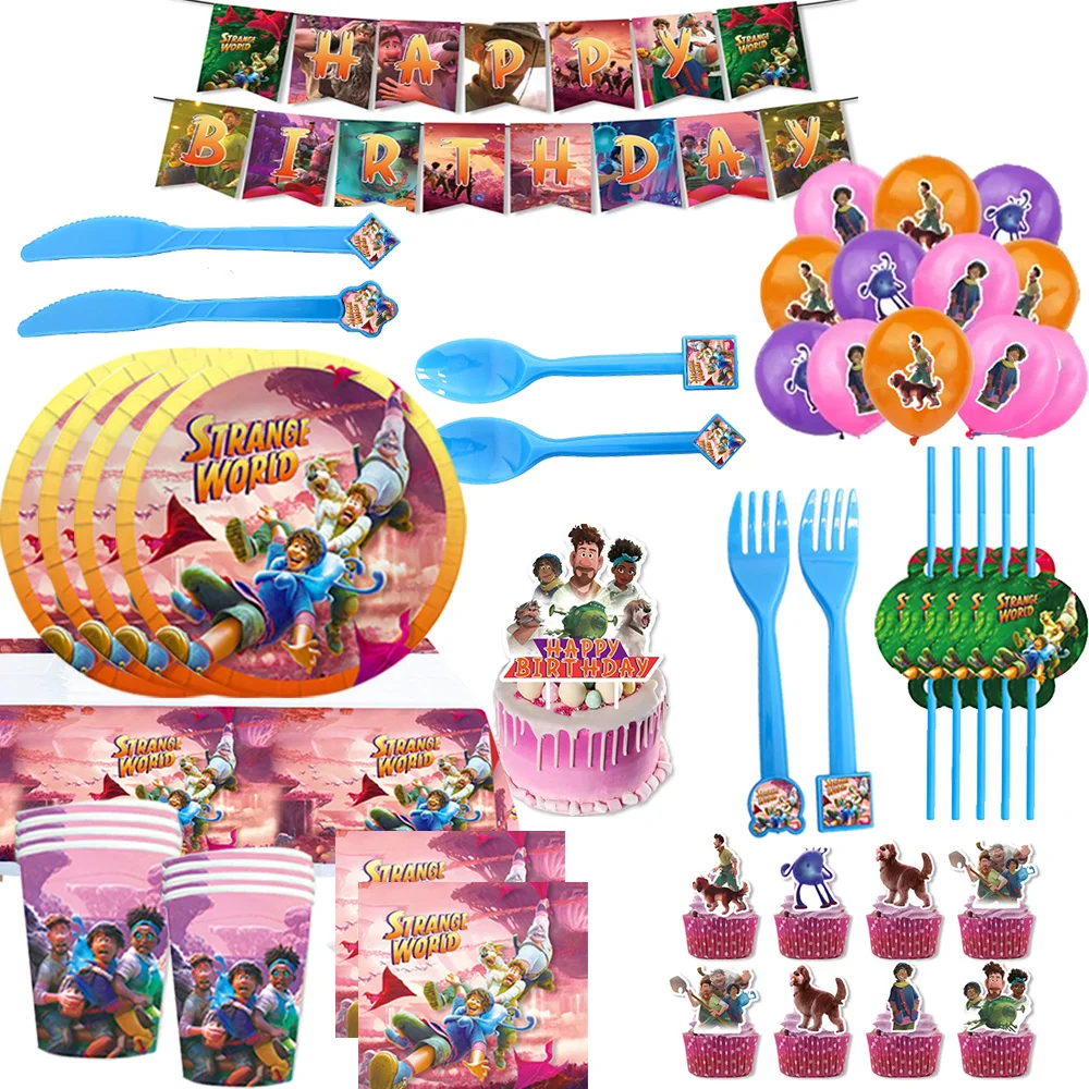 

Disney New Movie Strange World Birthday Party Decoration Disposable Tableware Balloon Box Background Baby Shower Boy Supplies