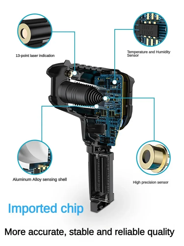 Цифровой инфракрасный термометр с цветным ЖК-дисплеем -50 ~ 800 °C