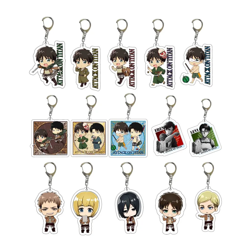 

Attack On Titan Creative Anime Women Men Keychains Acrylic Plastic Key Cover Original Car Keyring Jewelry Comic Fans Souvenir