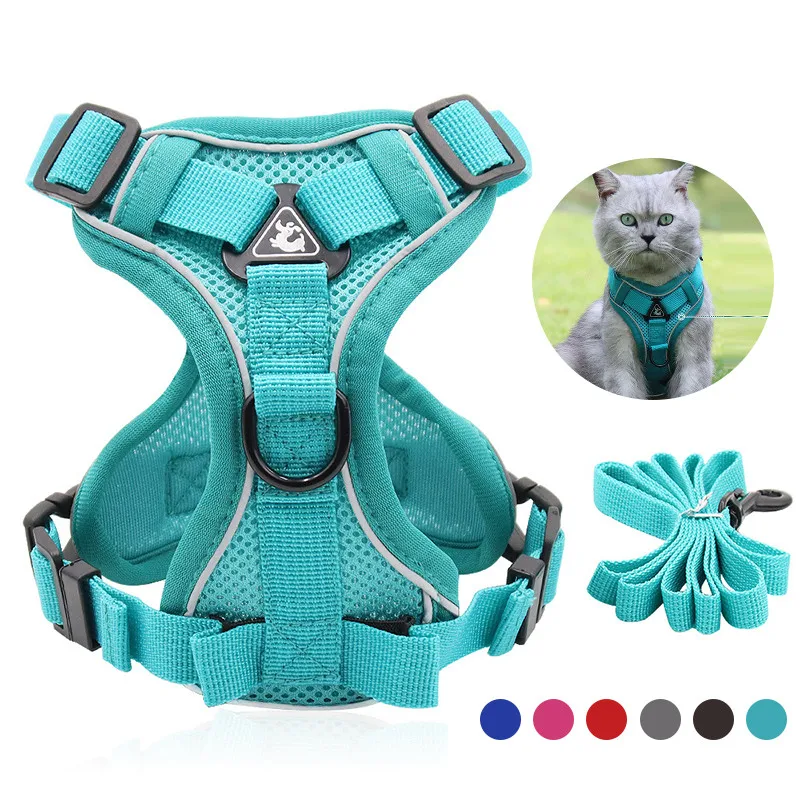 

Сетчатая шлейка для кошек, дышащий нагрудный ремень для домашних питомцев, светоотражающий Регулируемый ошейник для котенка для щенков, дл...
