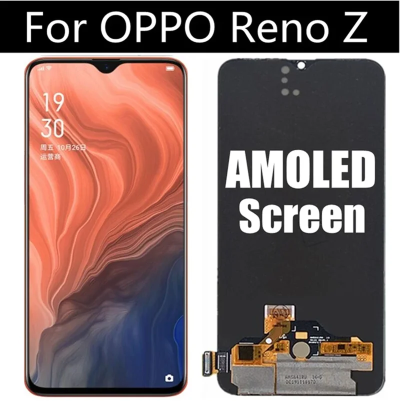 

ЖК-дисплей 6,4 дюйма AMOLED для OPPO Reno Z PCDM10 CPH1979, ЖК-дисплей кодирующий преобразователь сенсорного экрана в сборе, замена для телефона OPPO RenoZ