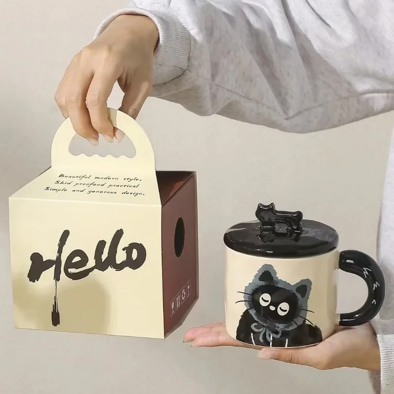 Креативная Персонализированная Кофейная Чашка В Форме Кошки С Крышкой