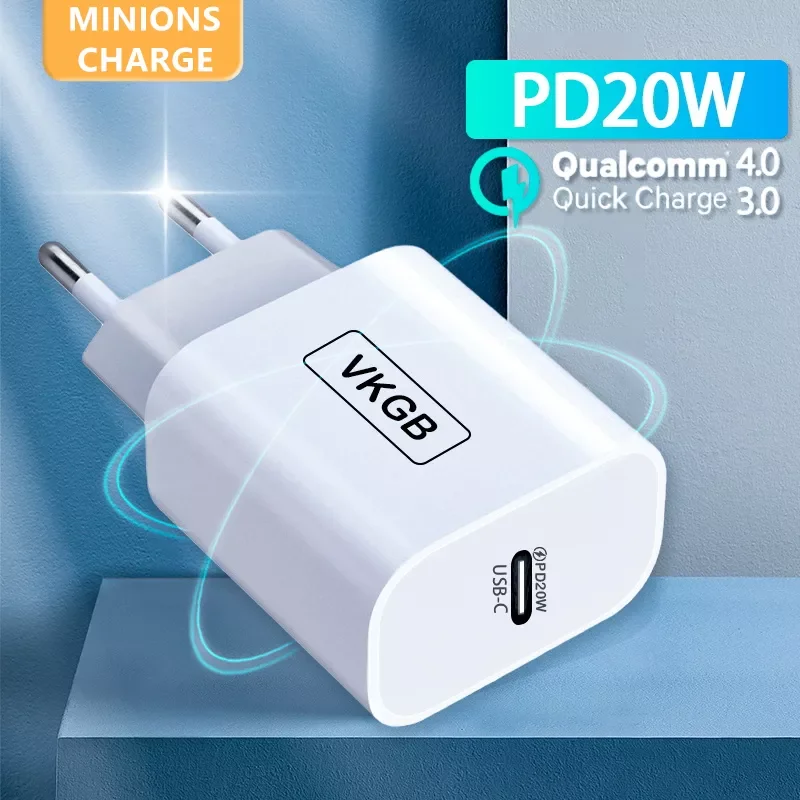 

Quick Charge 4.0 3.0 QC PD Charger 20W QC4.0 QC3.0 USB Type C Fast Charger for iPhone 13 11 Xs 8 Xiaomi Phone PD Charger
