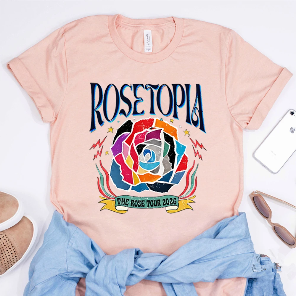 Фото Футболка The Rose Rosetopia 2026 World Tour, ретро-футболка The Rose, модная футболка K-pop группы, футболка с коротким рукавом Woosung Taegyeom №5