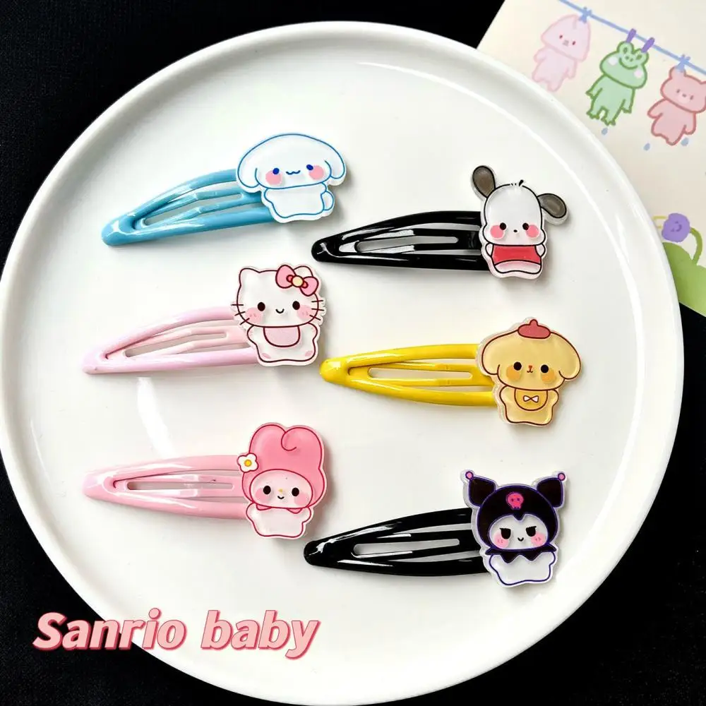 

Kawaii Sanrio аксессуары для волос милые Hellokittys Kuromi My Melody Cinnamoroll помпон Purin Pachacco Bb зажим выдача карты заколка для волос