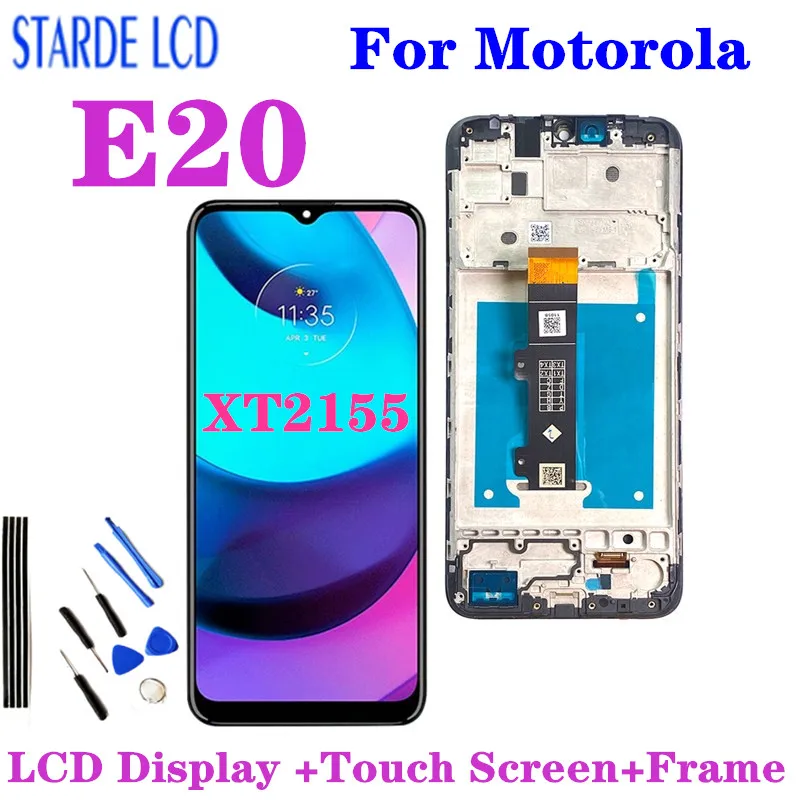 

ЖК-дисплей 6,5 дюйма для Motorola Moto E20, ЖК-дисплей, сенсорный экран, дигитайзер в сборе для Moto E20 LCD XT2155, дисплей с рамкой