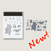 2022 new arrival bear and fox clear stamps or metal cutting dies sets for diy craft making greeting card scrapbooking