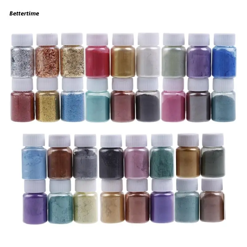 

B36D 34 Pcs/set Glowing Slime Powder Mixed Color Resin Jewelry DIY Making Craft for
