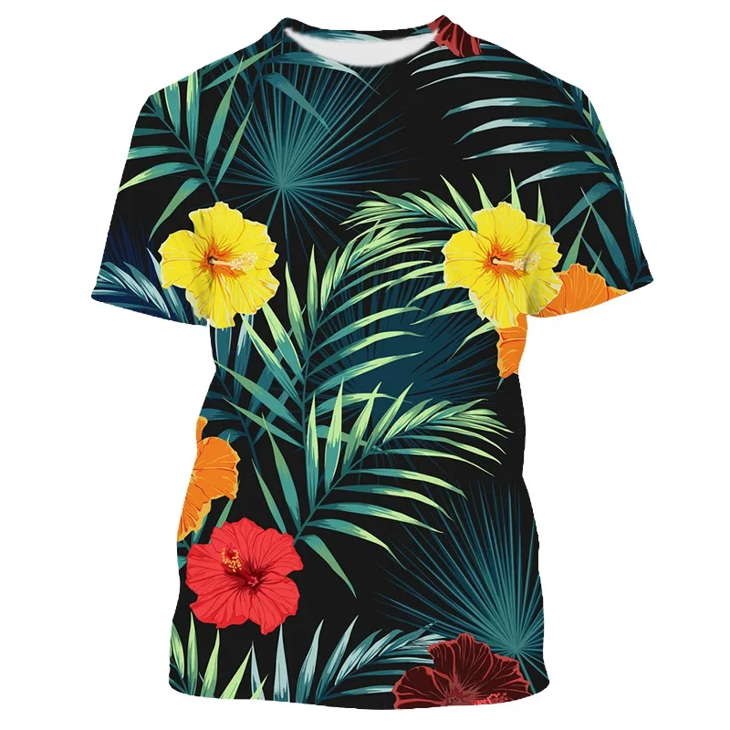 

Jumeast 3D футболка с цветочным принтом пальмовых листьев для мужчин, Свободные повседневные Молодежные футболки оверсайз, хлопчатобумажная фу...