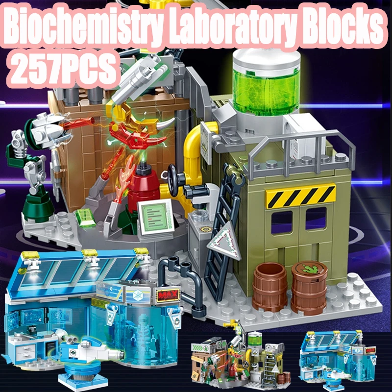 MOC город Хэллоуин биохимия лабораторные строительные блоки вид на улицу руины