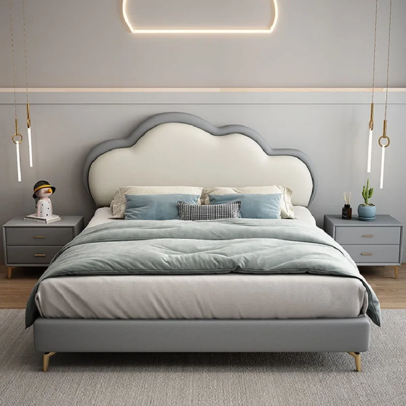 

Modern Simple and Luxury Children's 1.8m Girls' Princess Technology Fabric Bed Small Unit 1.5m Boys' Single Bed