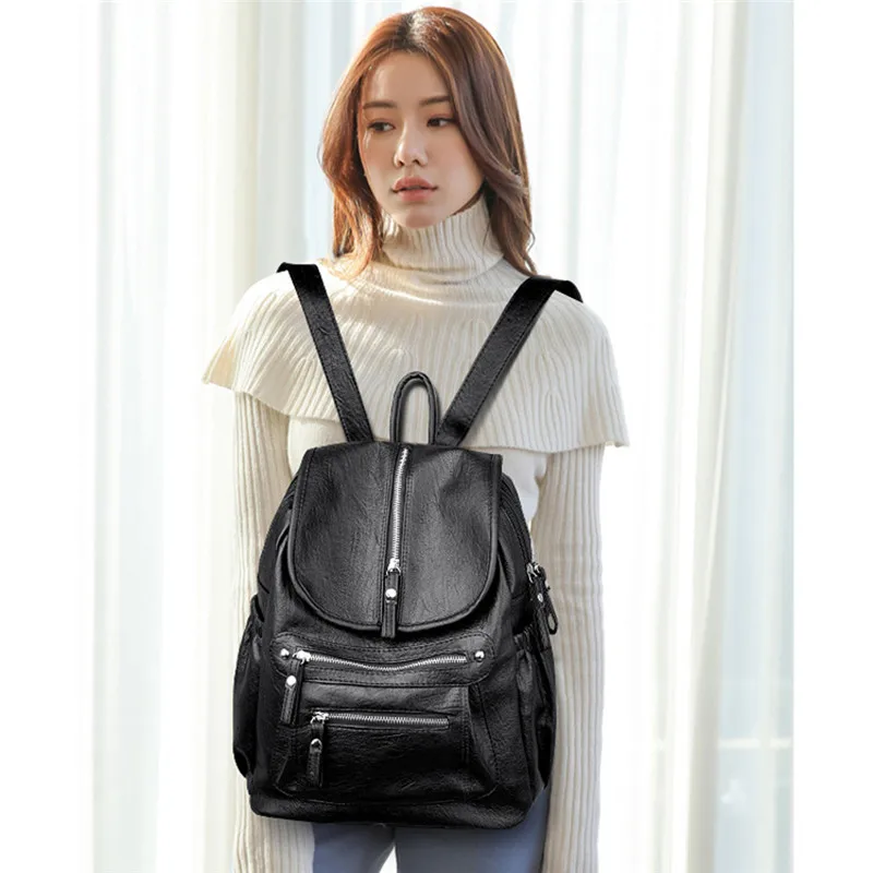 

Female Backpack Travel Backpack School Bag High Quality Pu Leather Women Backpack Computer Bag Shoulder Bag Multifunctional Bag