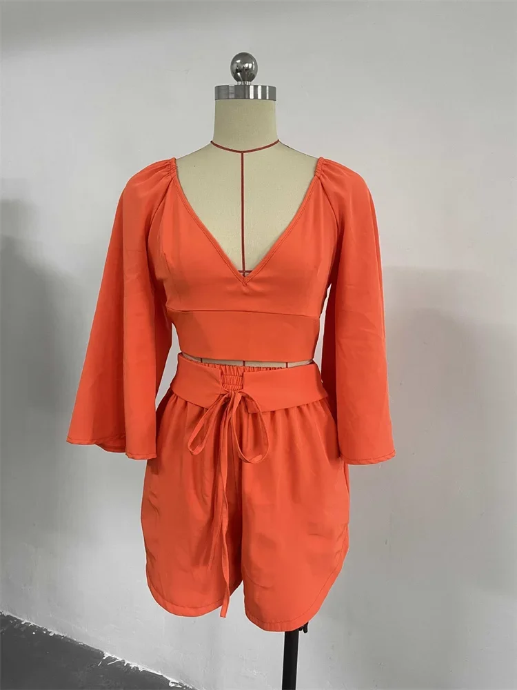 Женский летний спортивный костюм Wmstar комплект из двух предметов с V-образным