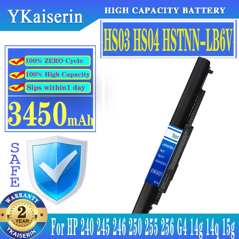 

Аккумулятор ykaisin 3450 мАч для HP 240 245 246 250 255 256 G4 14g 14q 15g 15q 15T 15Z 807957-001, HSTNN-LB6U