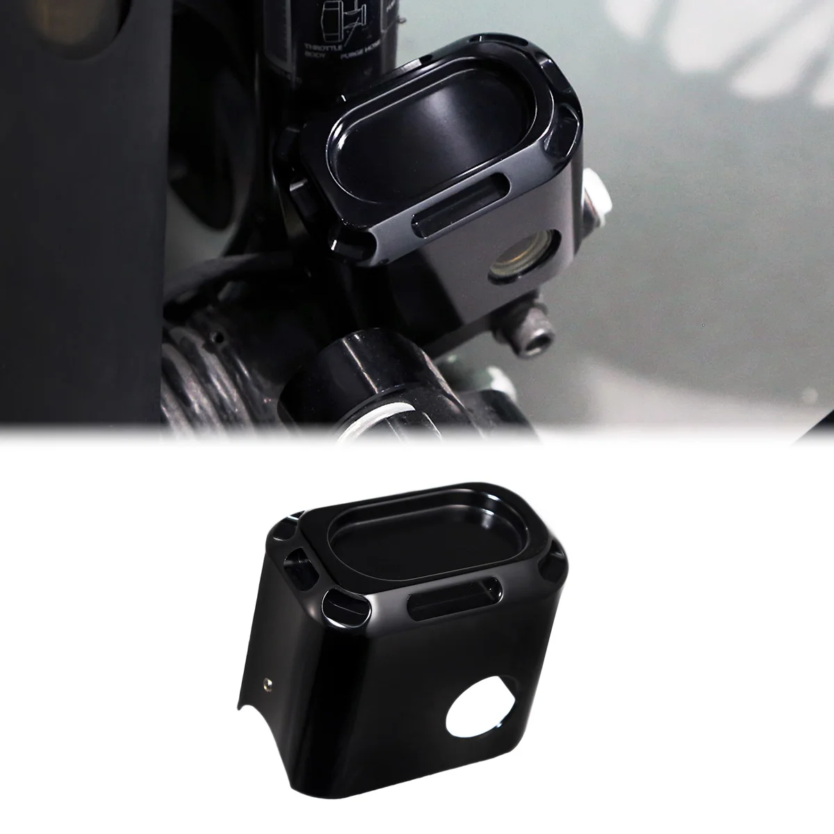 

Черная хромированная алюминиевая крышка главного тормозного цилиндра для Harley 2018-2025 Softail Street Bob Breakout Fat Boy Low Rider