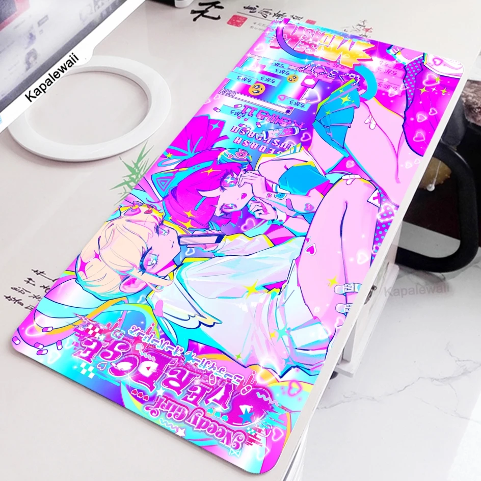 

Игровой милый коврик для мыши с расширенным оформлением, милый геймерский розовый настольный протектор, большие коврики для клавиатуры, размер XXL