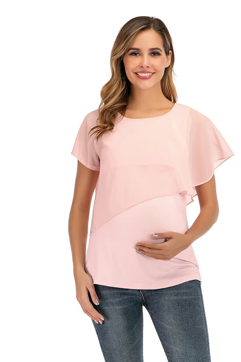 

New women's tops, maternity clothes, summer stitching, nursing clothes, short-sleeved T-shirts one