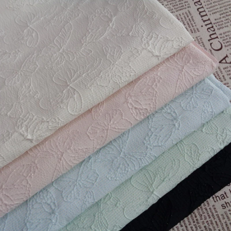 

100 * 143cm Plain Pattern Jacquard Butterfly Fabrics Sewing Cheongsam Dress Decorative Fabric Support One Piece of Distribution
