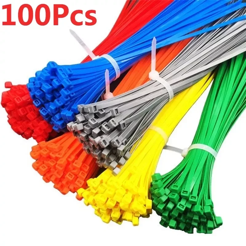 

NEW2022 100pcs/bag 9 Color 3mmx100mm Self-Locking Nylon Wire Cable Zip Ties Cable Ties White Black Organiser Fasten Cable Ties