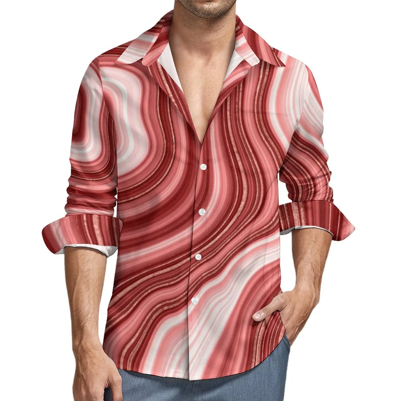 

Abstract Print Shirt Man Colorful Tie-Dye Casual Shirts Spring Aesthetic Pattern Blouses Long Sleeve Fashion Oversized Top Gift