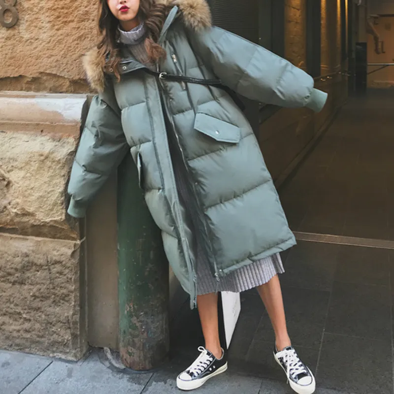 Women Winter Down Cotton Women Warmth Clothes Button Zippers Coat Female Vintage Jacket Thick Long Autumn Girls Parkas Oversized