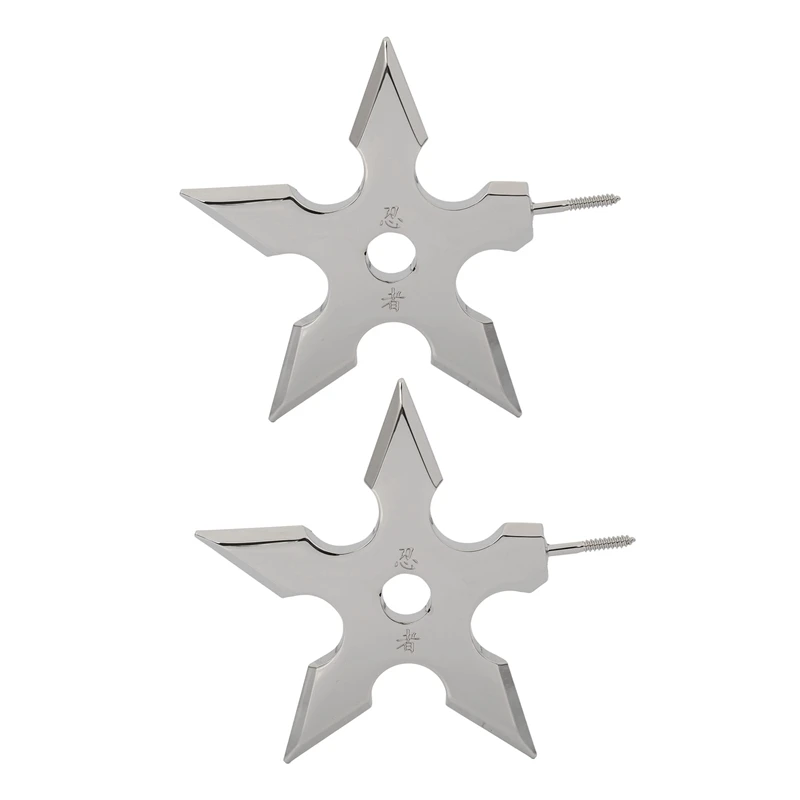 

2X Coat Hooks Ninja Star Shape Stainless Steel Creative Wall Door Hook Clothes Hats Hanger Holder Home Decoration