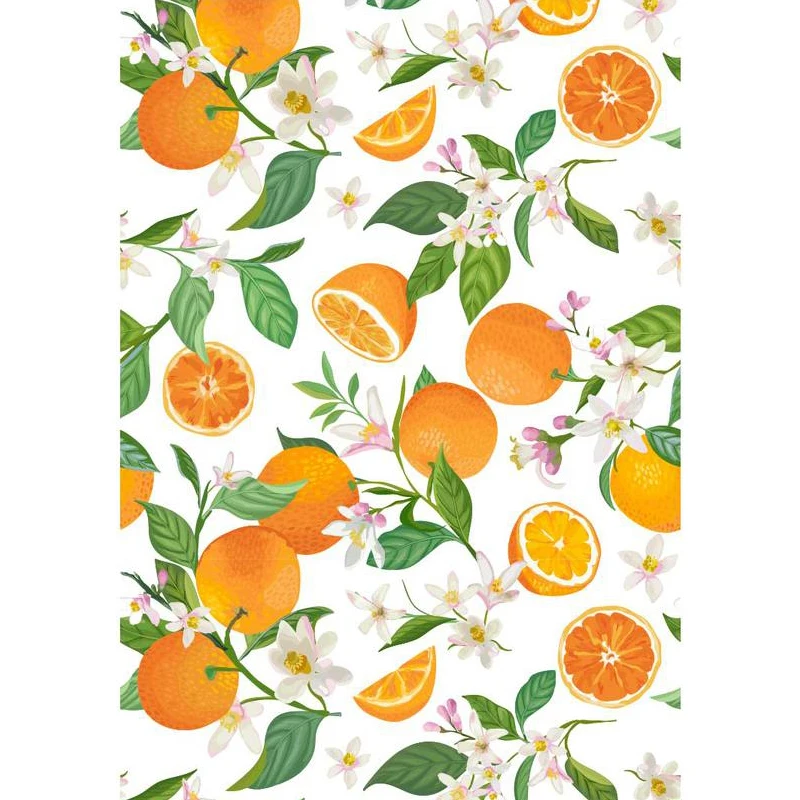 

Fresh Fruits Self Adhesive Wallpaper Wall Decor Watercolor Orange Tree Removable Peel and Stick Wall Stickers for Bedroom Cabin