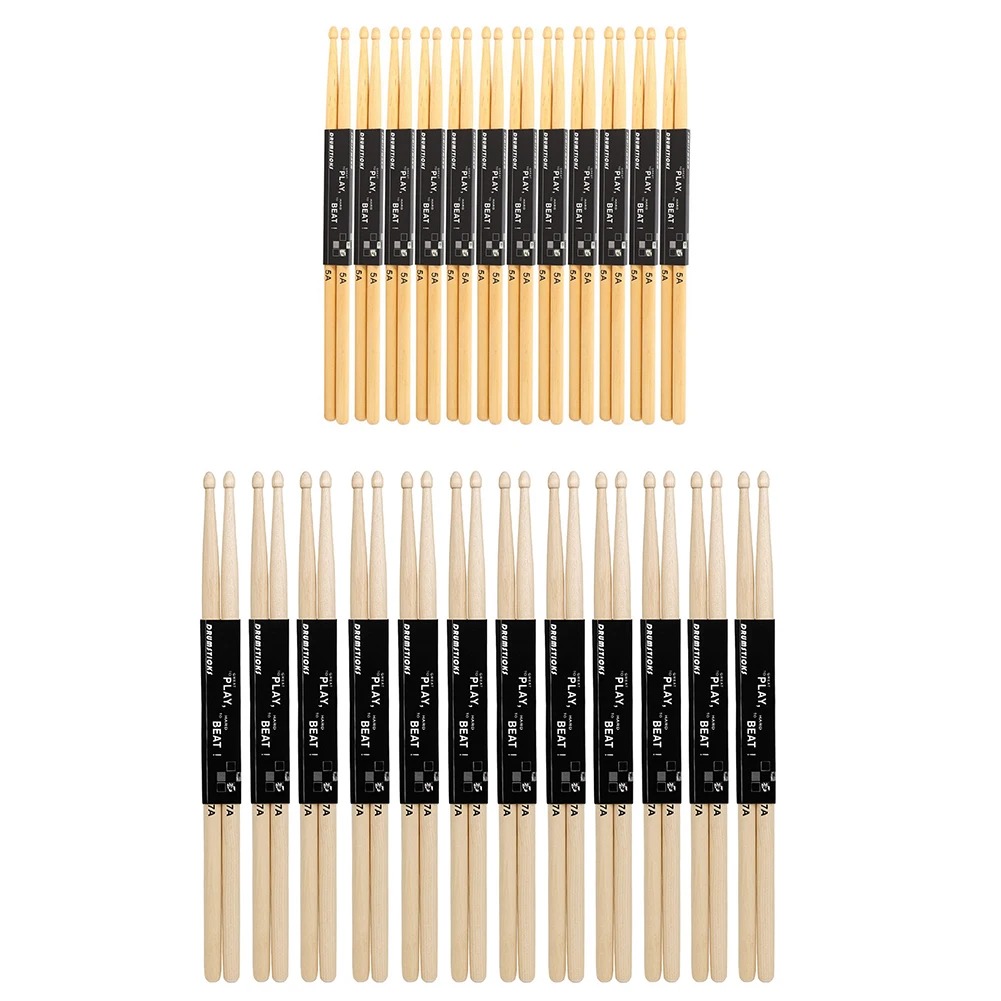 

12 Pairs Wooden Drumsticks Professional Drum Sticks Set Maple Wood Comfortable Grip Percussion Instruments Accessories