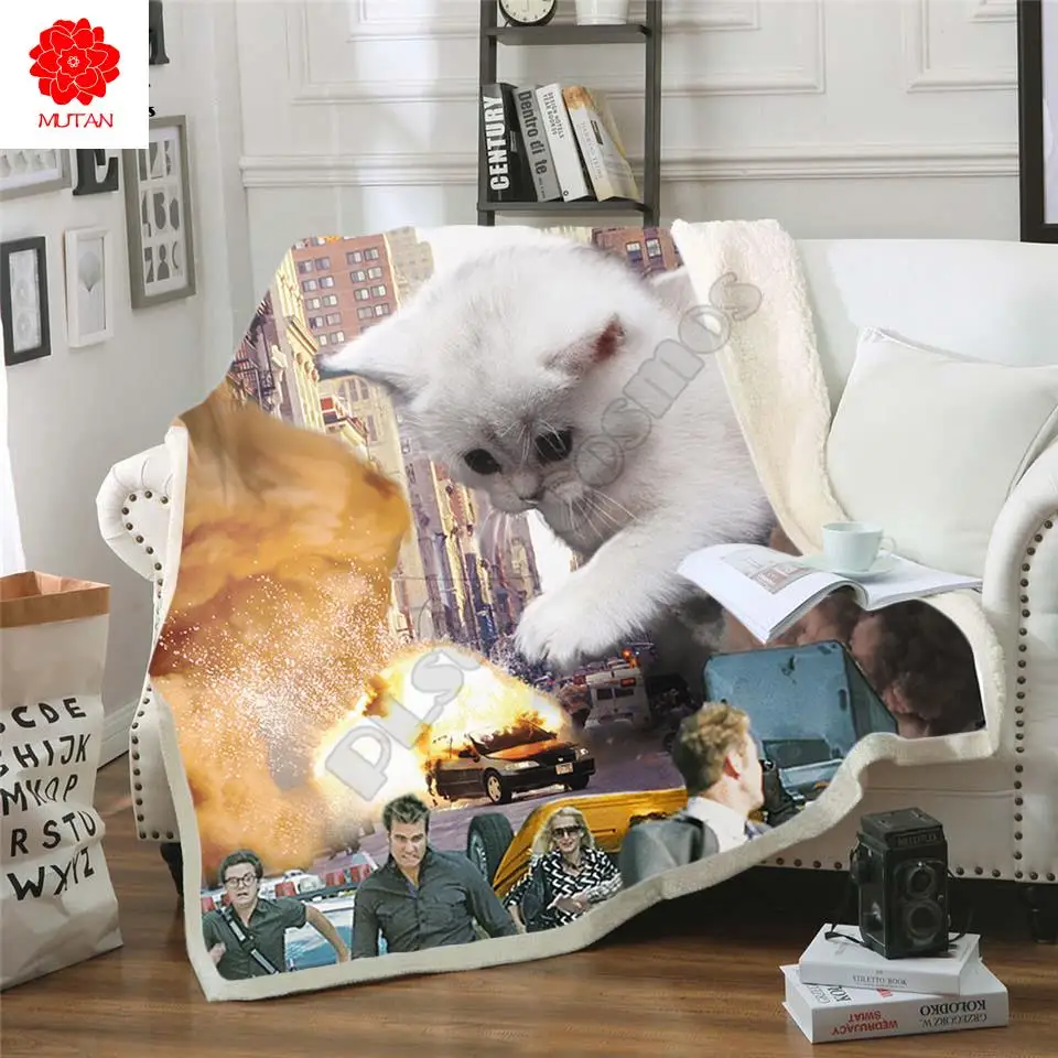 

Мягкое Флисовое одеяло с котом, плюшевое 3d одеяло с принтом для взрослых, дивана, шерпа, флисовое покрывало, накидка, одеяло, стиль 1