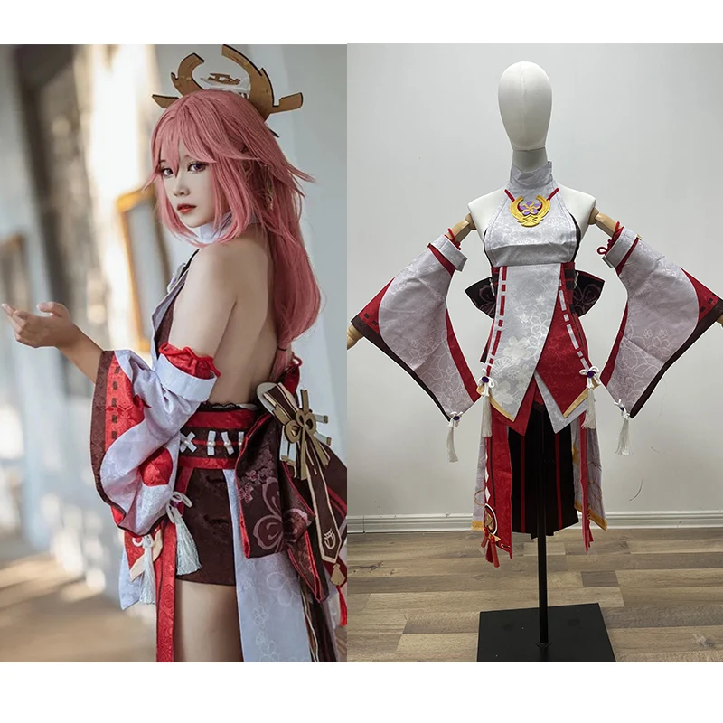 Костюм для косплея Genshin Impact Yae Miko Guuji kawaii Cos парики туфли аксессуары наряды костюмы
