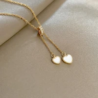 korean version of the simple fashion love shell diamond titanium steel necklace female temperament exquisite clavicle chain