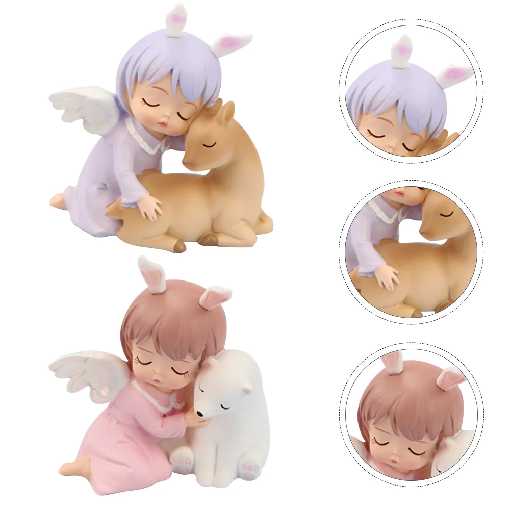 

2Pcs Angel Shaped Cake Ornament Cake Adornment Cute Cake Decoration Cake Top Decor Home Ornament Resin Ornament for Home Cake