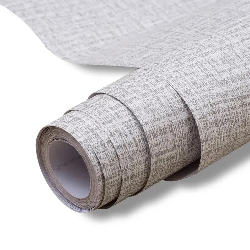 

Beige Linen Texture Wallpaper Sticker Removable Waterproof Synthetic Herb Fabric Sticker Wallpaper For Hotel Room Decor
