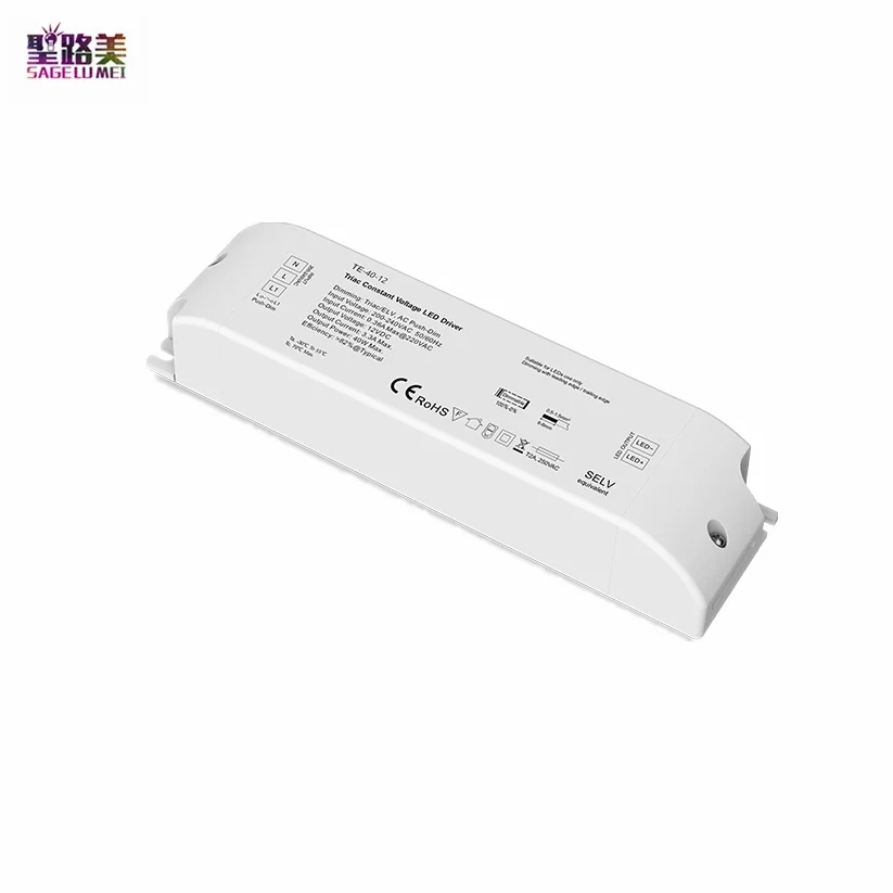 Controlador LED Triac de 220V a 12V y 40W, inversor de CC de 24V, atenuación Digital push-dim para cinta de un solo Color de 5050, 2835 y 3528