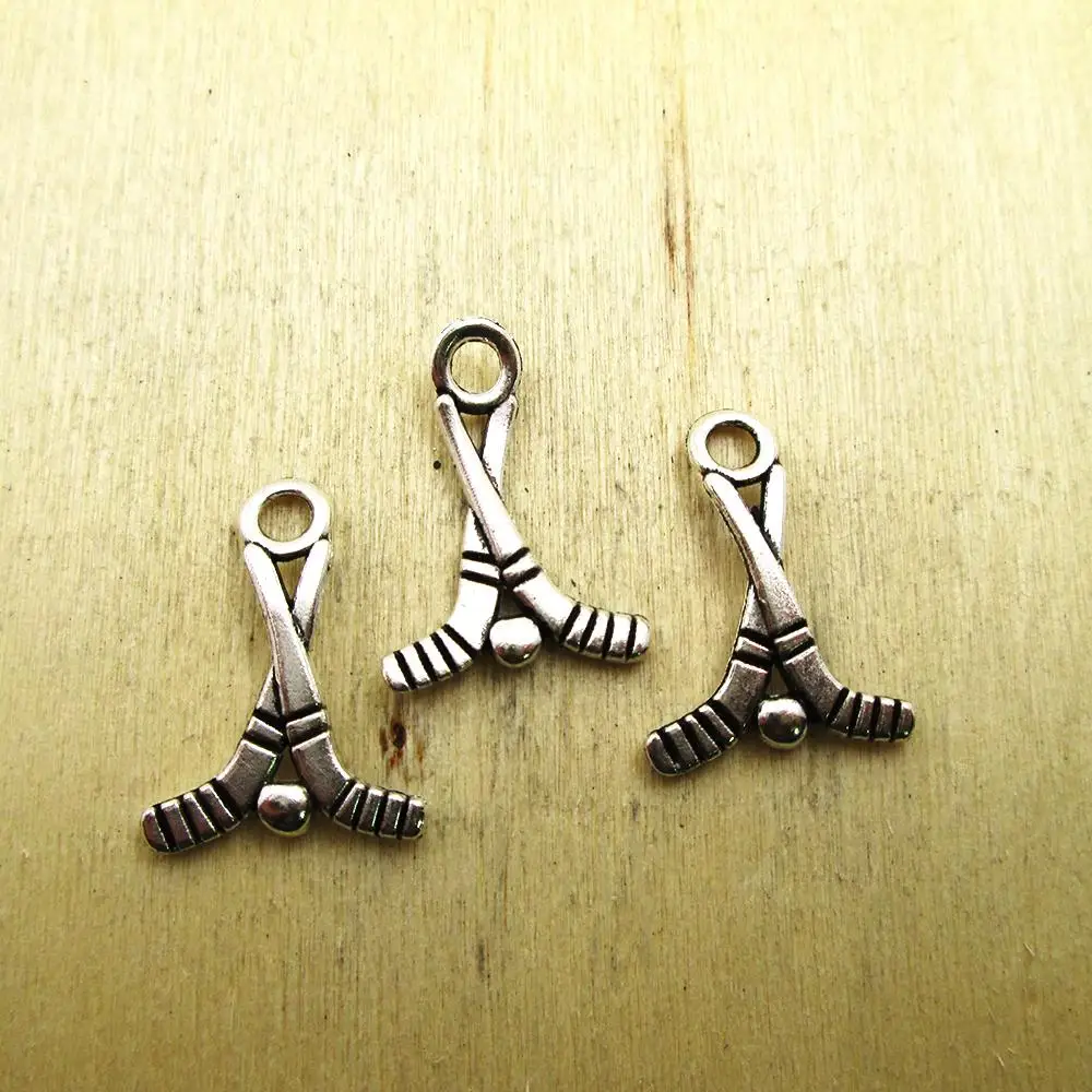 25 шт./лот-16x22 мм хоккейные палочки подвески спортивные DIY ожерелье/браслеты