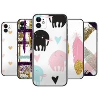 cute elephant feather phone cases for iphone 13 pro max case 12 11 pro max 8 plus 7plus 6s xr x xs 6 mini se mobile cell