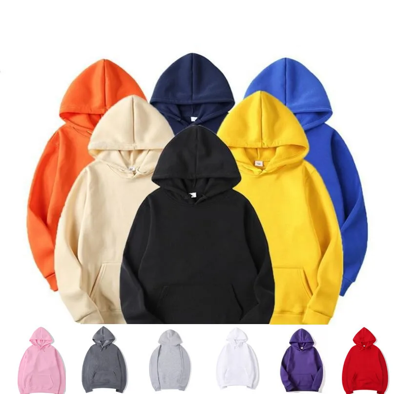 

Men's sports sweater large size solid color pullover hoodie casual sweater
