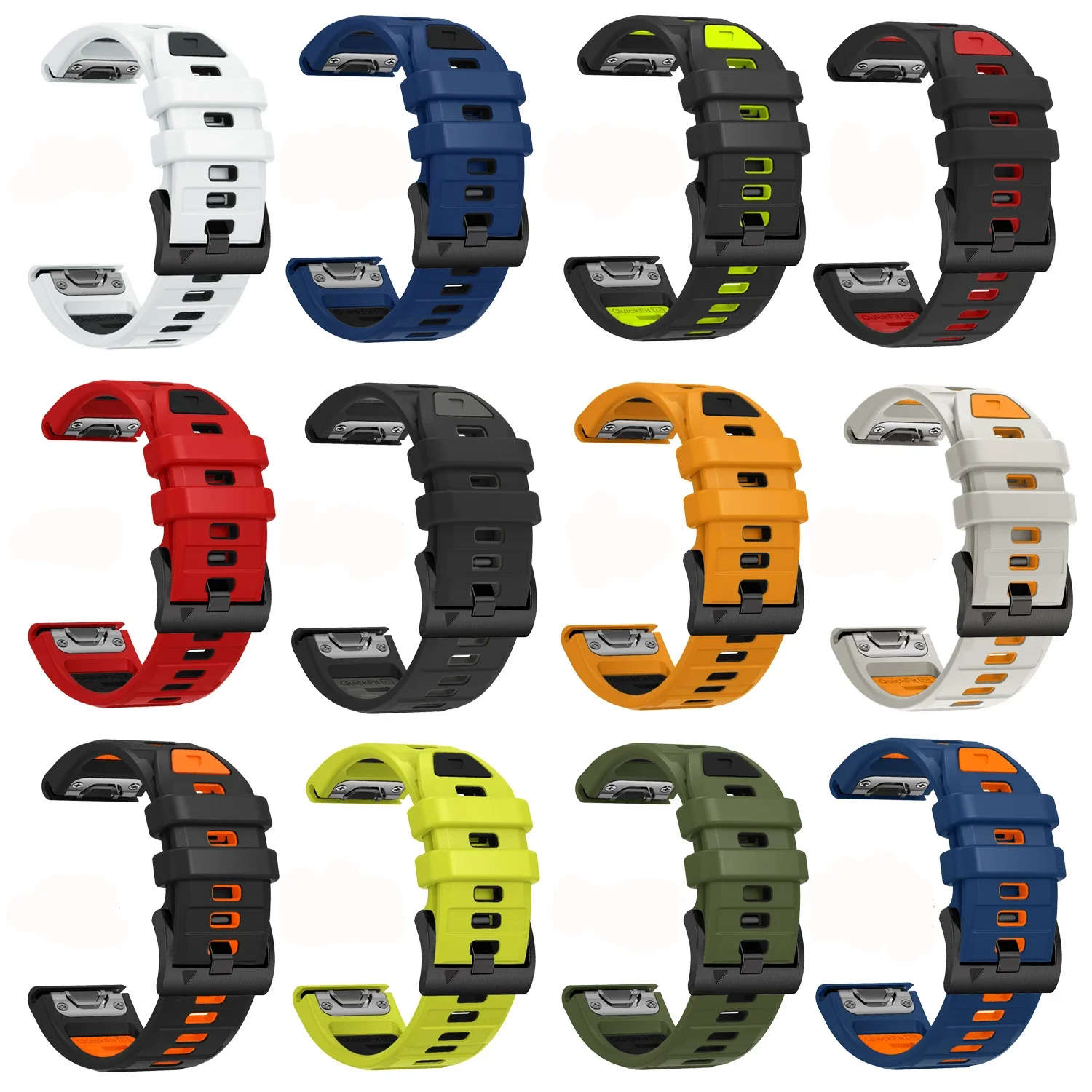 QuickFit 26 мм 22 ремешок Fenix8 для Garmin Fenix E 8 47 51 7 7X 6 6X 5 5X/Epix GEN 2/Enduro 3 двухцветный
