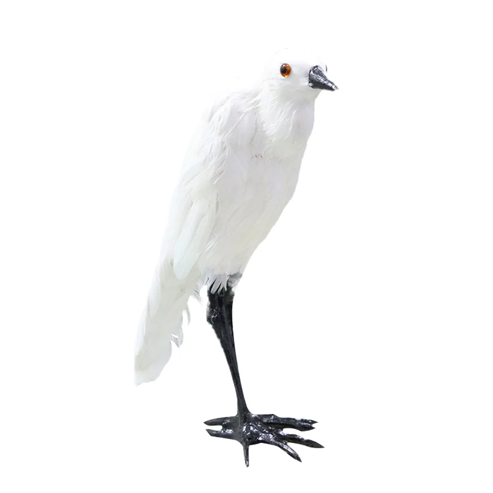 

Simulation Egret Bird Figurine Lifelike Bird Ornament Artificial Realistic Desktop Craft Decor For DIY Room Office Graden