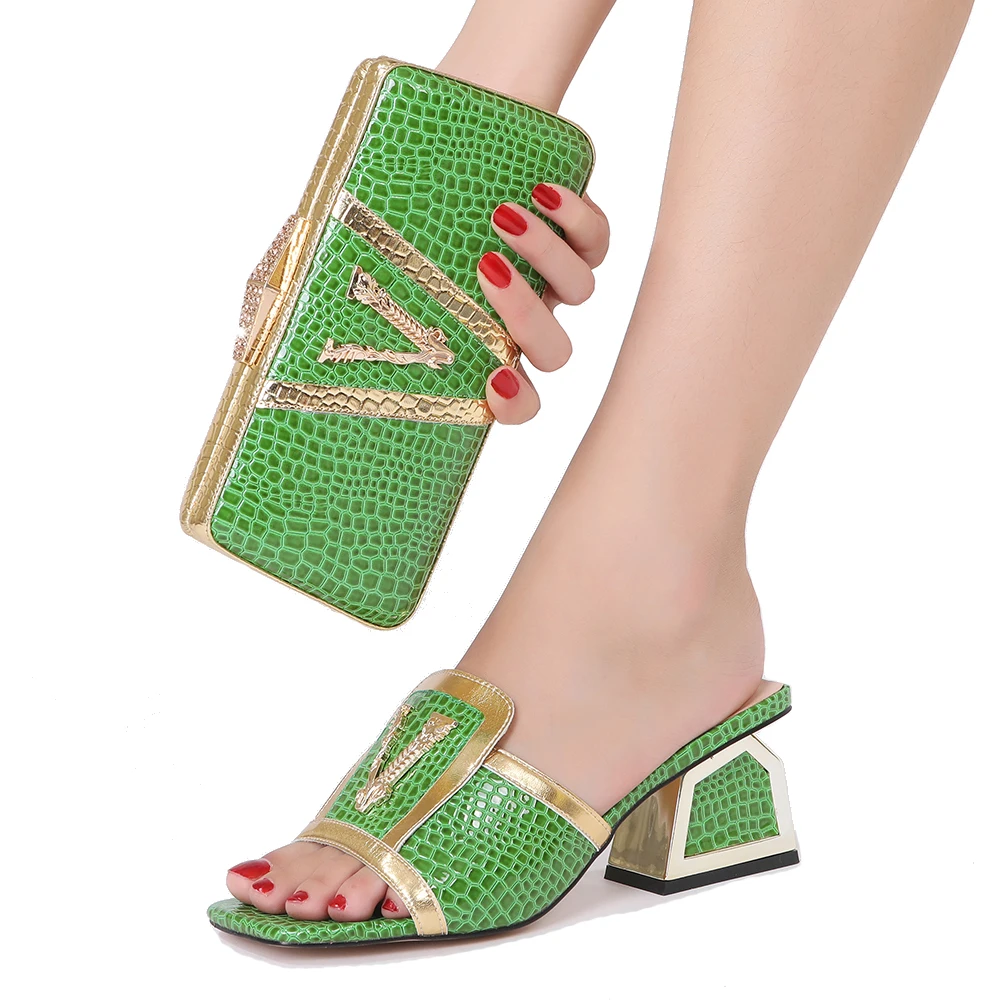 Italian Handbag High Heels Woman Summer Spring 2022 Wedding Latest Slippers For Ladies Matching Shoes And Bag Set African Trend