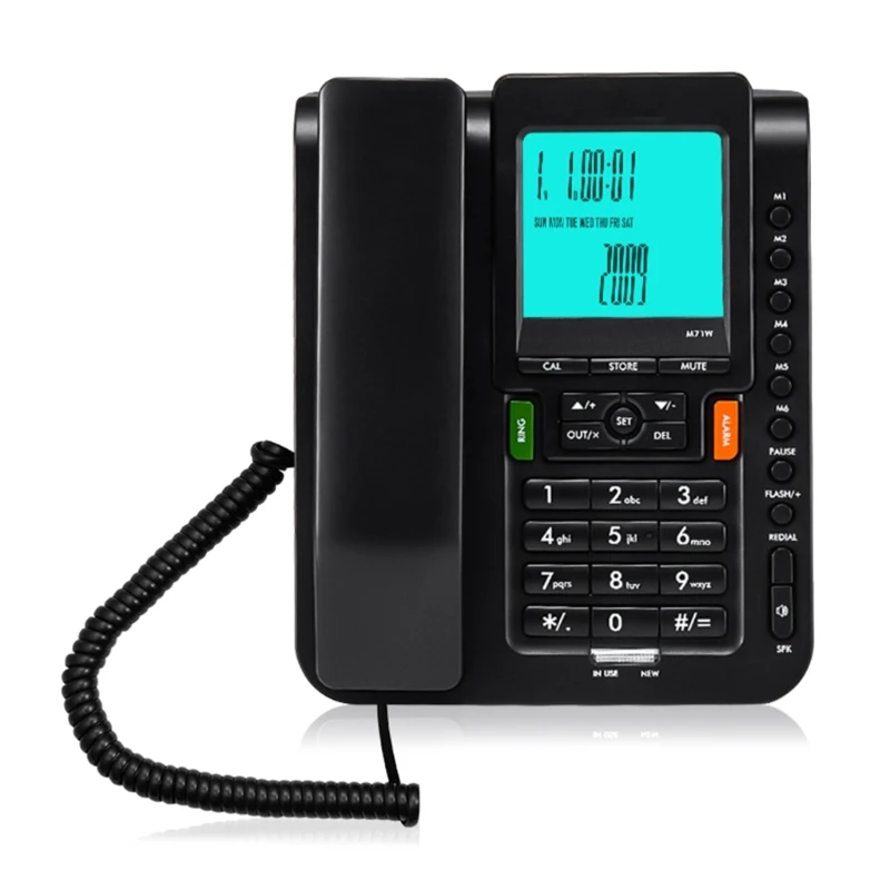 Office Phone Fixed Landline Telephone Desk Display Number Storage Wide Display For Home Office Hotel Restaurant
