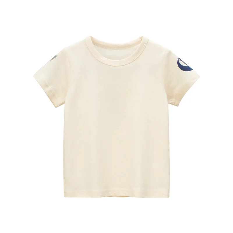 Boy Short Sleeve T-Shirts Little Girl Casual Solid Tee Shirt Toddler Kids Crew Neck Top for Summer Spring Autumn