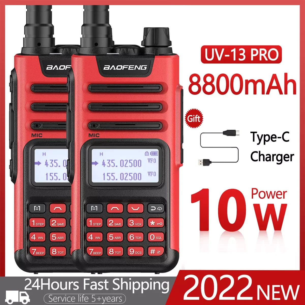 

Рация большой мощности UV-13 PRO V1 V2, 2 шт., 999 каналов, двухдиапазонный радиопередатчик с разъемом Type-C, обновление 10R