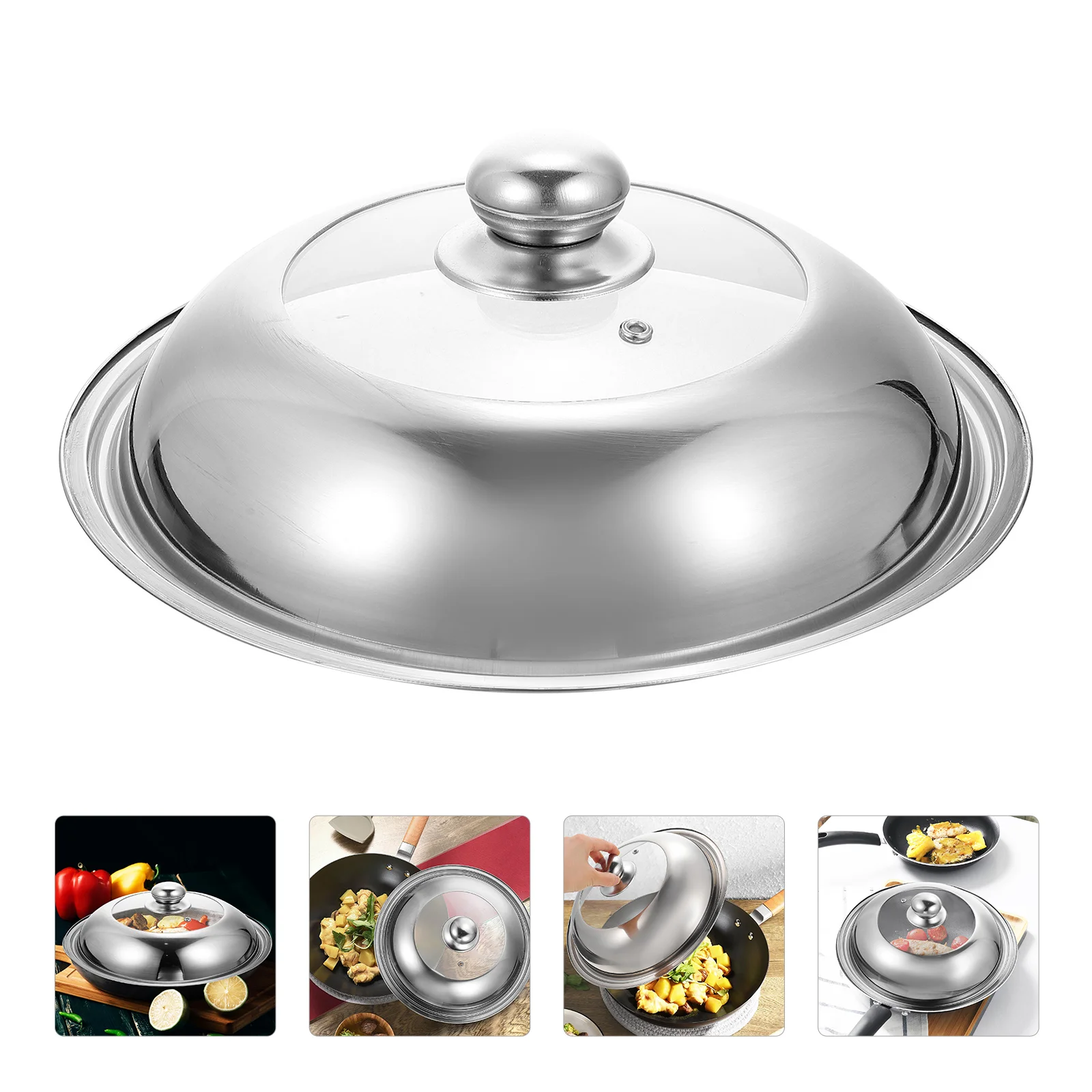 

Lid Pot Pan Cover Lids Replacement Cooking Universal Steel Stainlessfrying Cookware Skillet Wok Steamer Pots Saucepan Fry