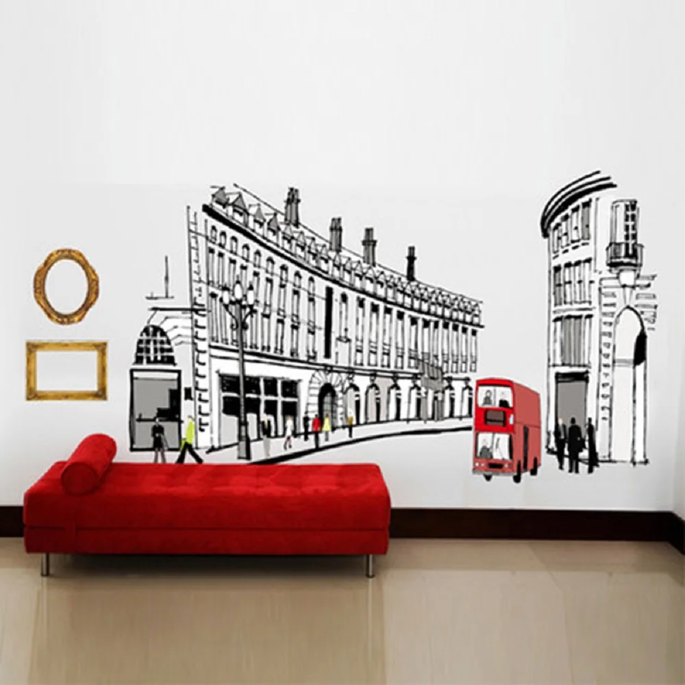 

European Creative Wall Stickers Living Room Bedroom Warm Romantic Dormitory Decoration Wall Stickers Roman Street